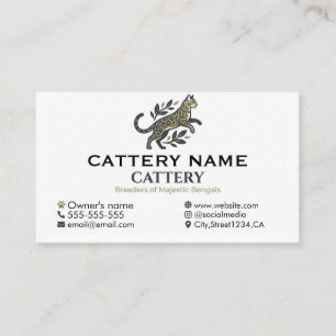 Professional Bengal Cat Cattery Customisable Business Card