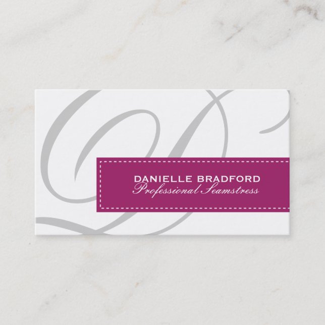 Professional Berry Monogram Seamstress Business Card (Front)