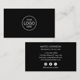 Professional Black Add your logo Business Card
