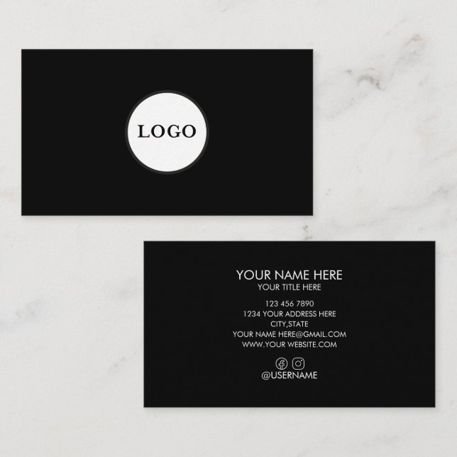 Professional black add your logo business card (Front/Back)