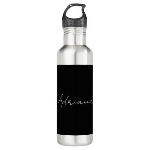 Professional black add your name handwriting retro 710 ml water bottle