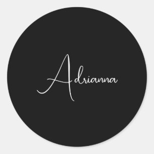Professional black add your name handwriting retro classic round sticker