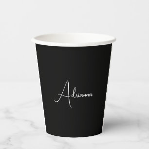Professional black add your name handwriting retro paper cups