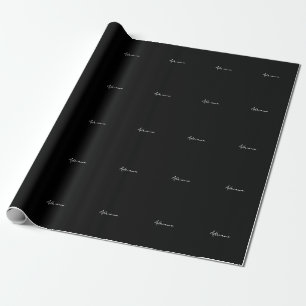 Professional black add your name handwriting retro wrapping paper