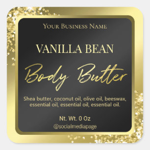 Professional Black And Gold Body Butter Labels