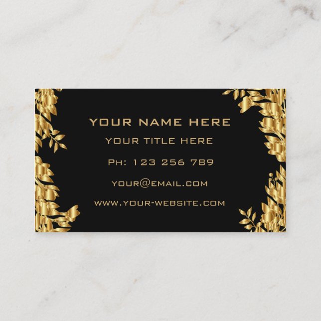 Professional Black and Gold Business Cards Example (Back)