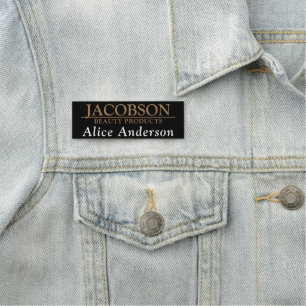 Professional Black and Gold Custom Name Tag Badge