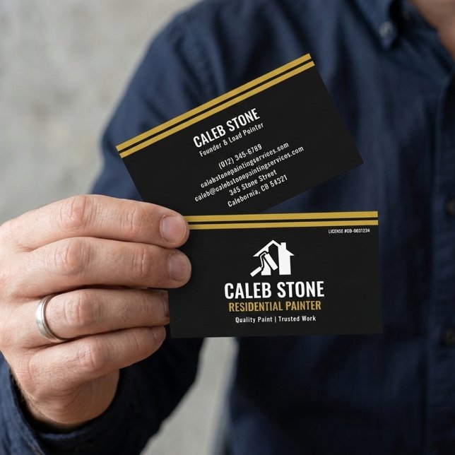 Professional Black and Gold Residential Painter Business Card (Creator Uploaded)