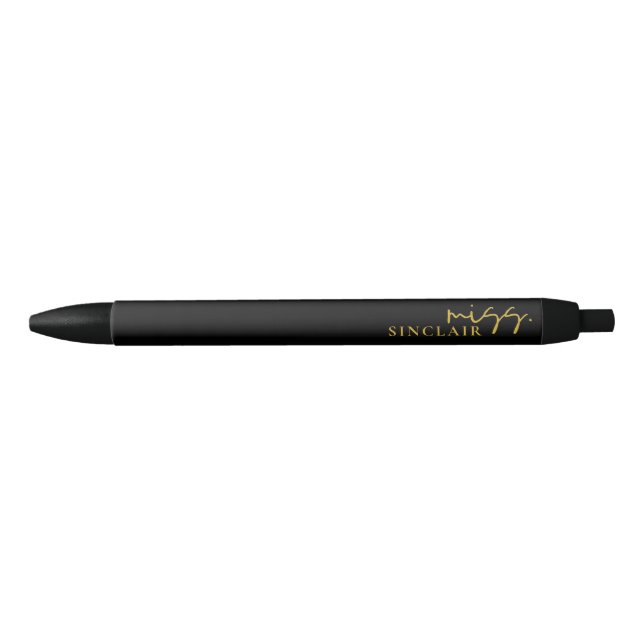 Professional Black and Gold Script Classy Miss Ink Pen (Front)