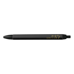 Professional Black and Gold Script Classy Mrs Ink Pen