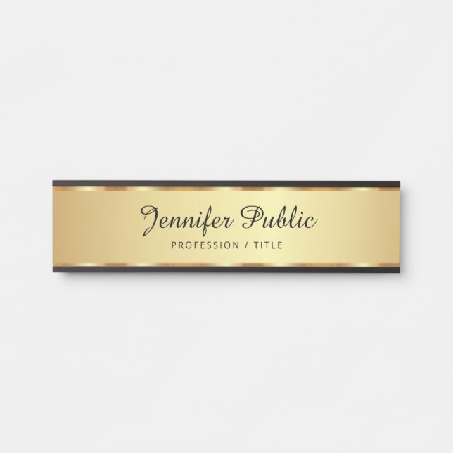 Professional Black And Gold Typography Script Door Sign (Front)
