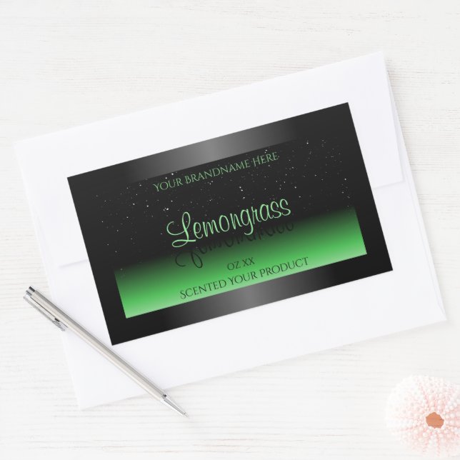 Professional Black and Green Product Label Glitter (Envelope)