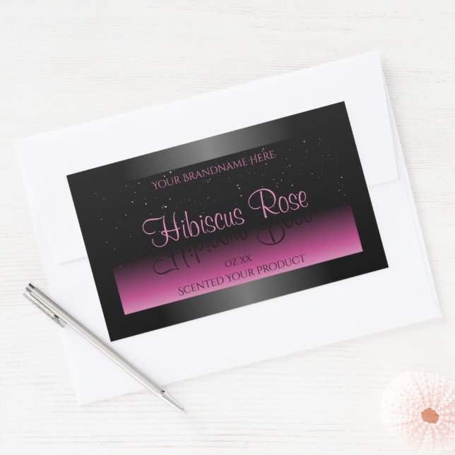 Professional Black and Pink Product Labels Glitter (Envelope)