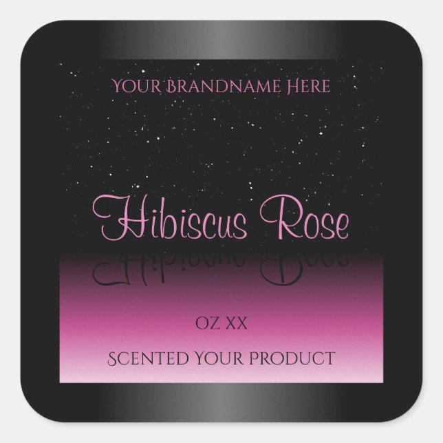 Professional Black and Pink Product Labels Glitter (Front)