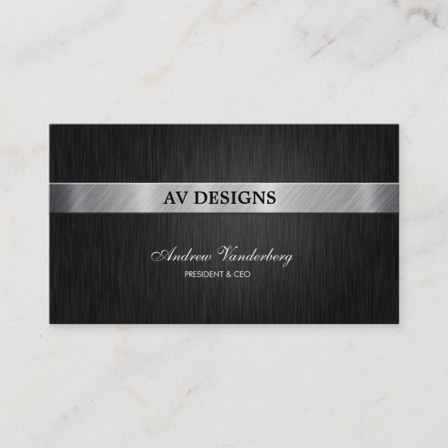 Professional Black and Silver Business Card (Front)