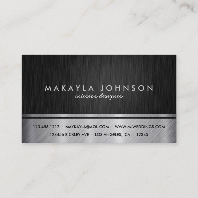 Professional Black and Silver Interior Design Business Card (Front)