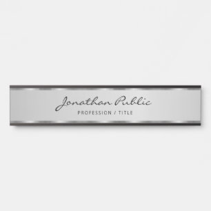 Professional Black And Silver Typography Script Door Sign