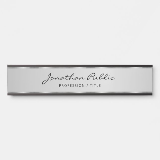 Professional Black And Silver Typography Script Door Sign (Front)