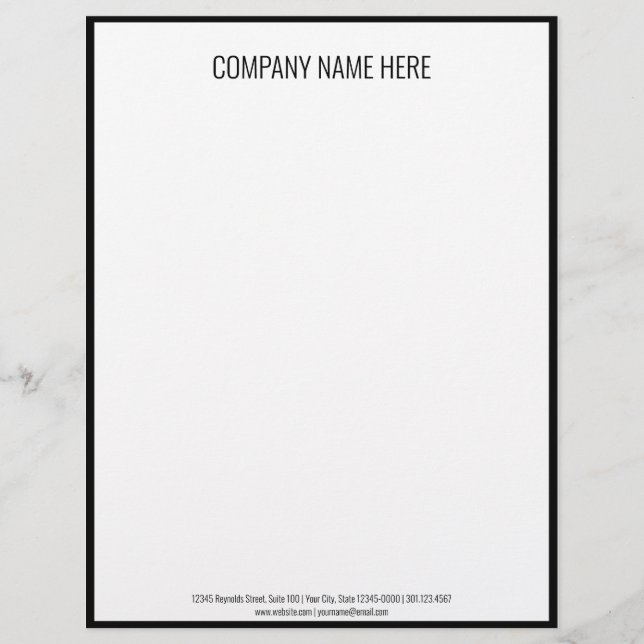 Professional Black and White Business Template Custom Letterhead (Front)