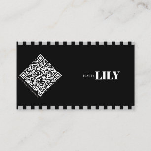 Professional Black And White Classic Line Qr code Business Card