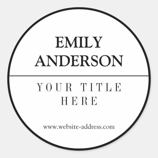 Professional Black and White  Classic Round Sticker (Front)