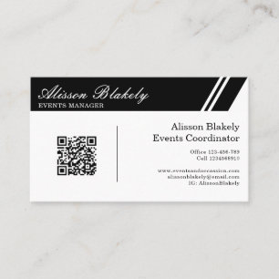 Professional Black and White Company Logo QR Code Business Card