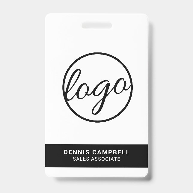 Professional Black and White Corporate Large Logo ID Badge (Front)
