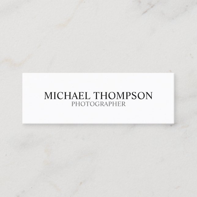 Professional Black and White Mini Business Card (Front)