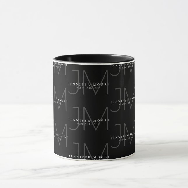 Professional Black and White Monogram Pattern Mug (Center)
