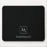 Professional Black and White Simple Name Monogram Mouse Pad<br><div class="desc">A professional black and white mousepad with a simple modern square monogram and a template to personalise with a name.</div>