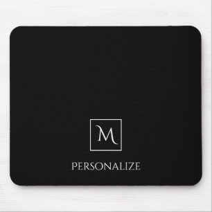 Professional Black and White Simple Name Monogram Mouse Pad
