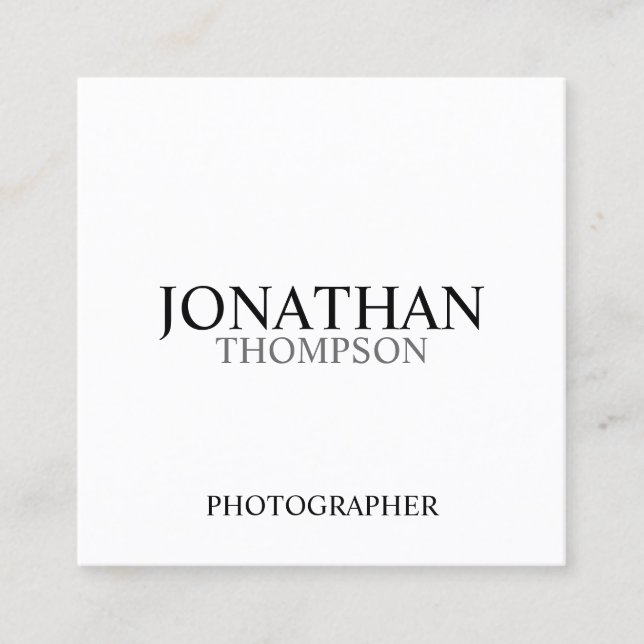 Professional Black and White Square Business Card (Front)