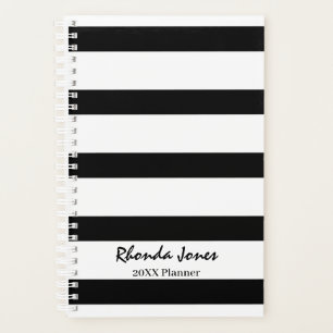 Professional Black and White Stripes Planner
