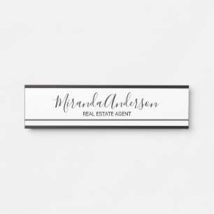 Professional Black and White with Script Name Door Sign