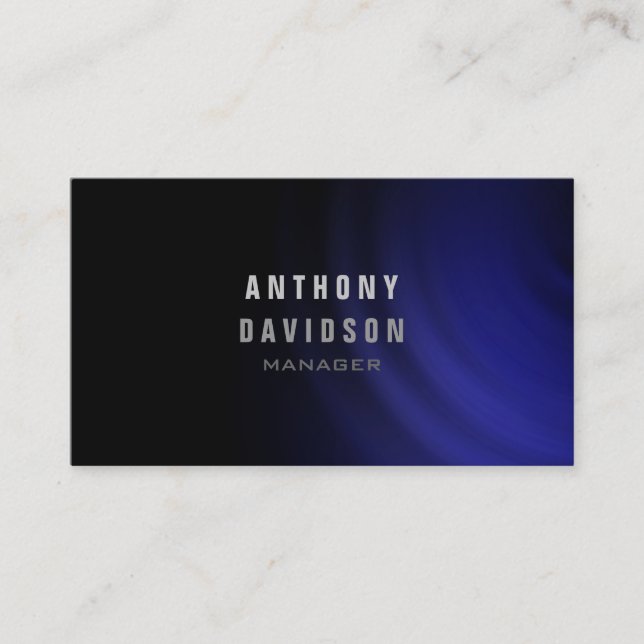 Professional Black Blue Grey Manager Business Card (Front)