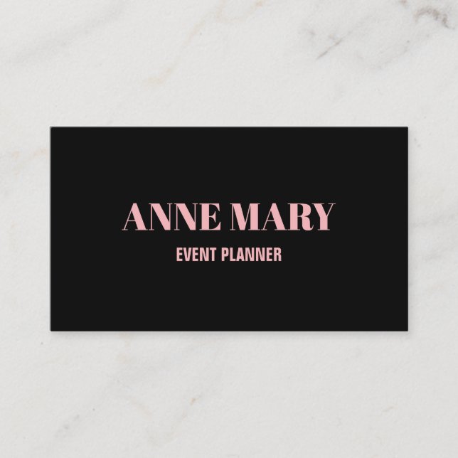 Professional Black Blush Pink Girly Elegant Classy Business Card (Front)