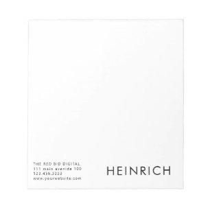 Professional Black Bold Name Business Notepad