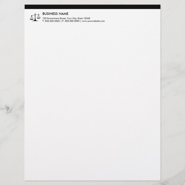 Professional Black Border Lawyer/Attorney Customized Letterhead (Front)