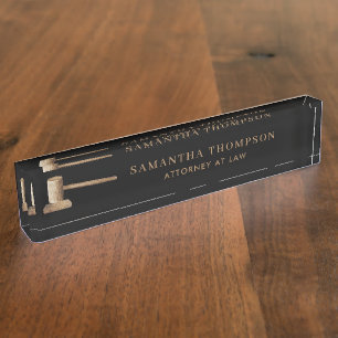Professional Black & Brown Lawyer Attorney Gavel Nameplate