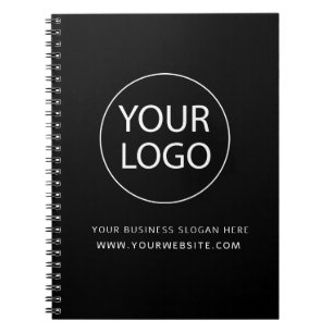 Professional Black Custom Company Logo Business Notebook