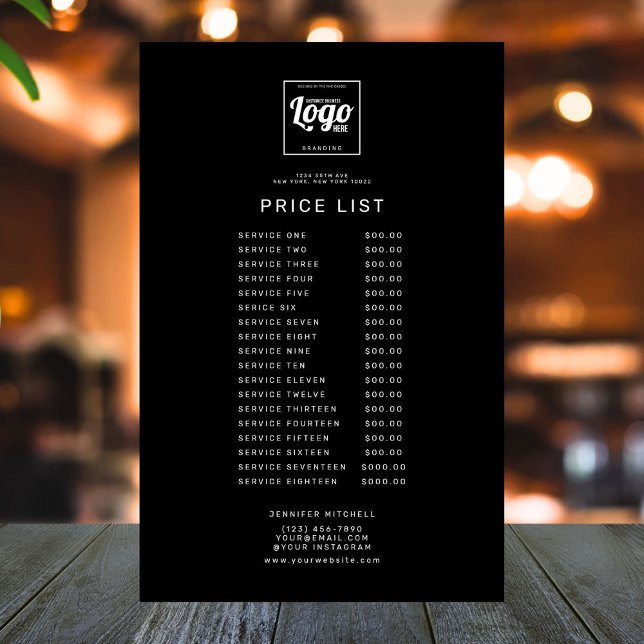 Professional Black Custom Logo Price Service List  Flyer (business brochure)