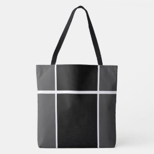Professional Black Dark Grey White Colour Block Tote Bag