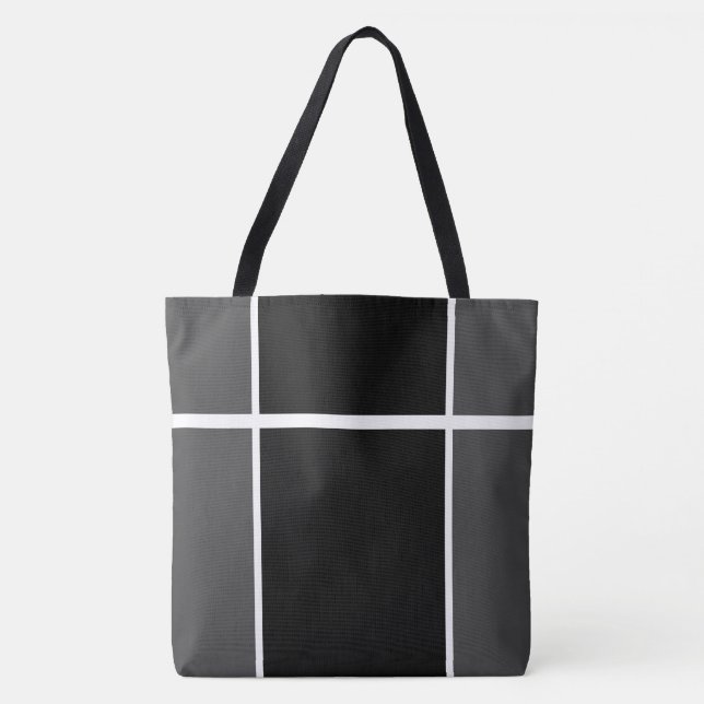 Professional Black Dark Grey White Colour Block Tote Bag (Front)