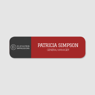 Professional Black Dark Red Luxury Logo Style Name Tag