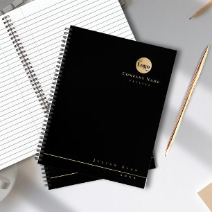 Professional Black Gold Company Logo Spiral Notebook