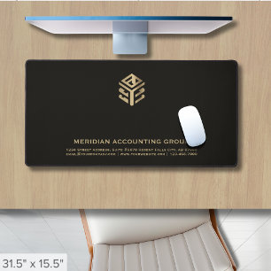 Professional Black Gold Geometric Logo Desk Mat