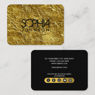 Professional Black & Gold Minimalist Social Media Business Card