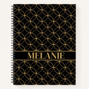 Professional Black & Gold Personalized Name Notebook