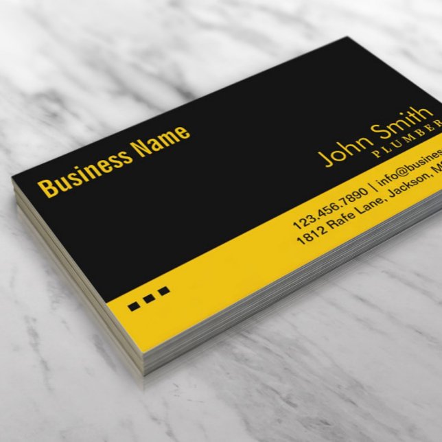 Professional Black & Gold Plumber Business Card (Creator Uploaded)