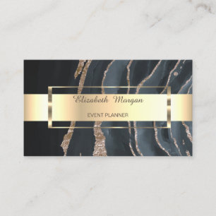Professional Black Gold Stripe Marble Business Card
